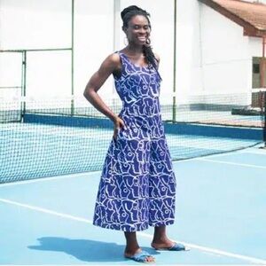 Global Mamas Sisters Organic Cotton Navy Wide Leg Capri Jumpsuit Festival XL